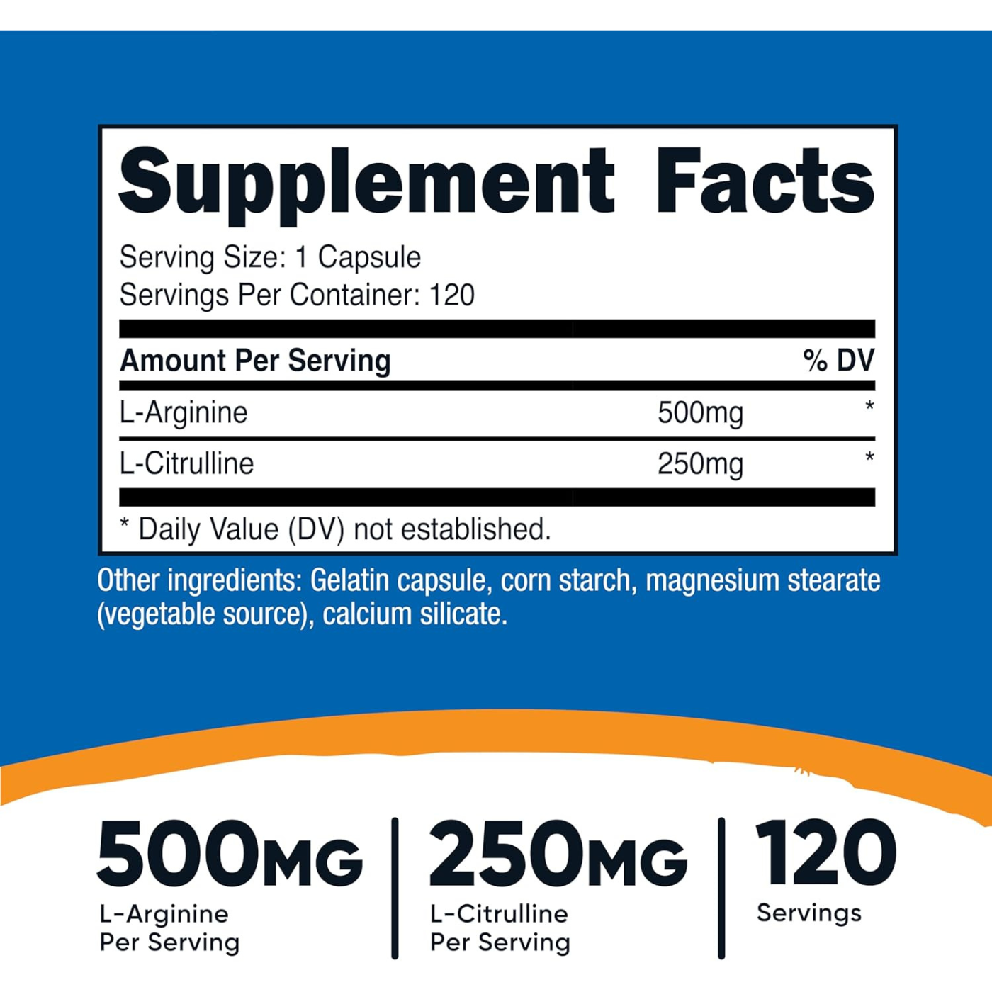 Nutricost L-Arginine L-Citrulline Complex 750mg, 120 Capsules - Non-GMO