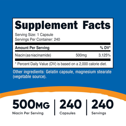 Nutricost Niacinamide (500 mg) – 240 capsules
