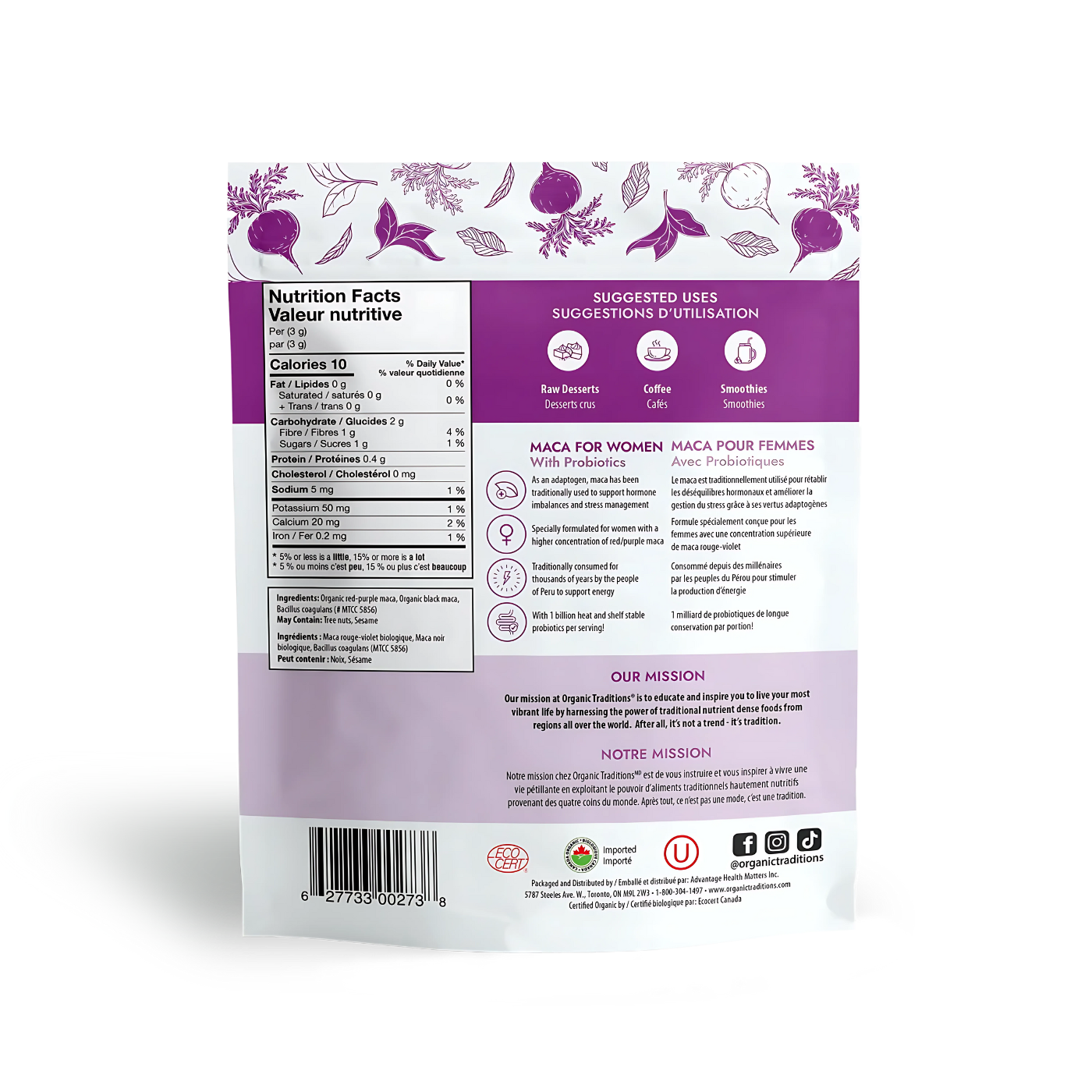 Organic Traditions Black Maca for Women with Probiotics 150 gm Powder