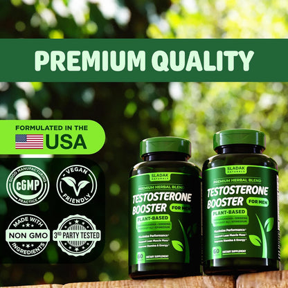 Sladak Naturals Testosterone Booster 60 Capsules (1 month), 120 Capsules (2 month)