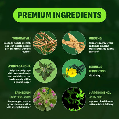 Sladak Naturals Testosterone Booster 60 Capsules (1 month), 120 Capsules (2 month)