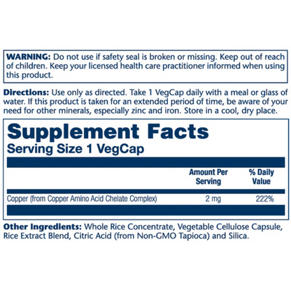 Solaray Copper 2 mg 100 Veg Caps