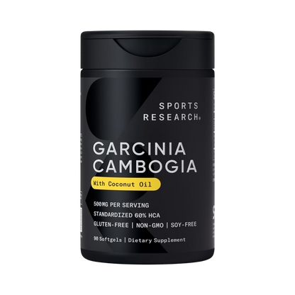 Sports Research Garcinia Cambogia Extract (60% HCA) with Extra Virgin Organic Coconut Oil | Non-GMO, Soy & Gluten Free 90 Liquid Softgels