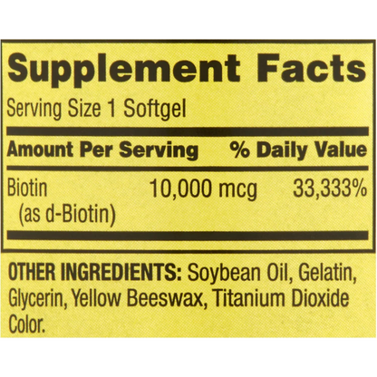 Spring Valley Biotin (10,000 mcg) – 120 softgel
