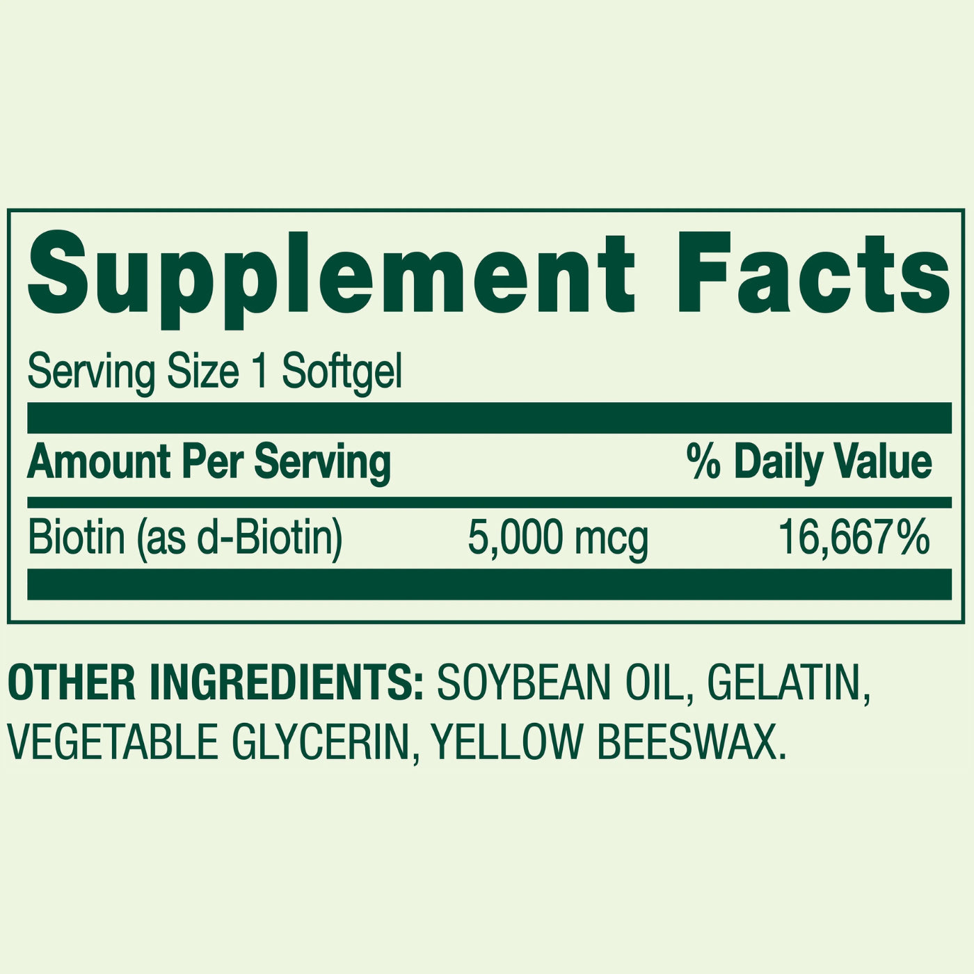 Spring Valley Biotin (5,000 mcg) – 120 Softgels