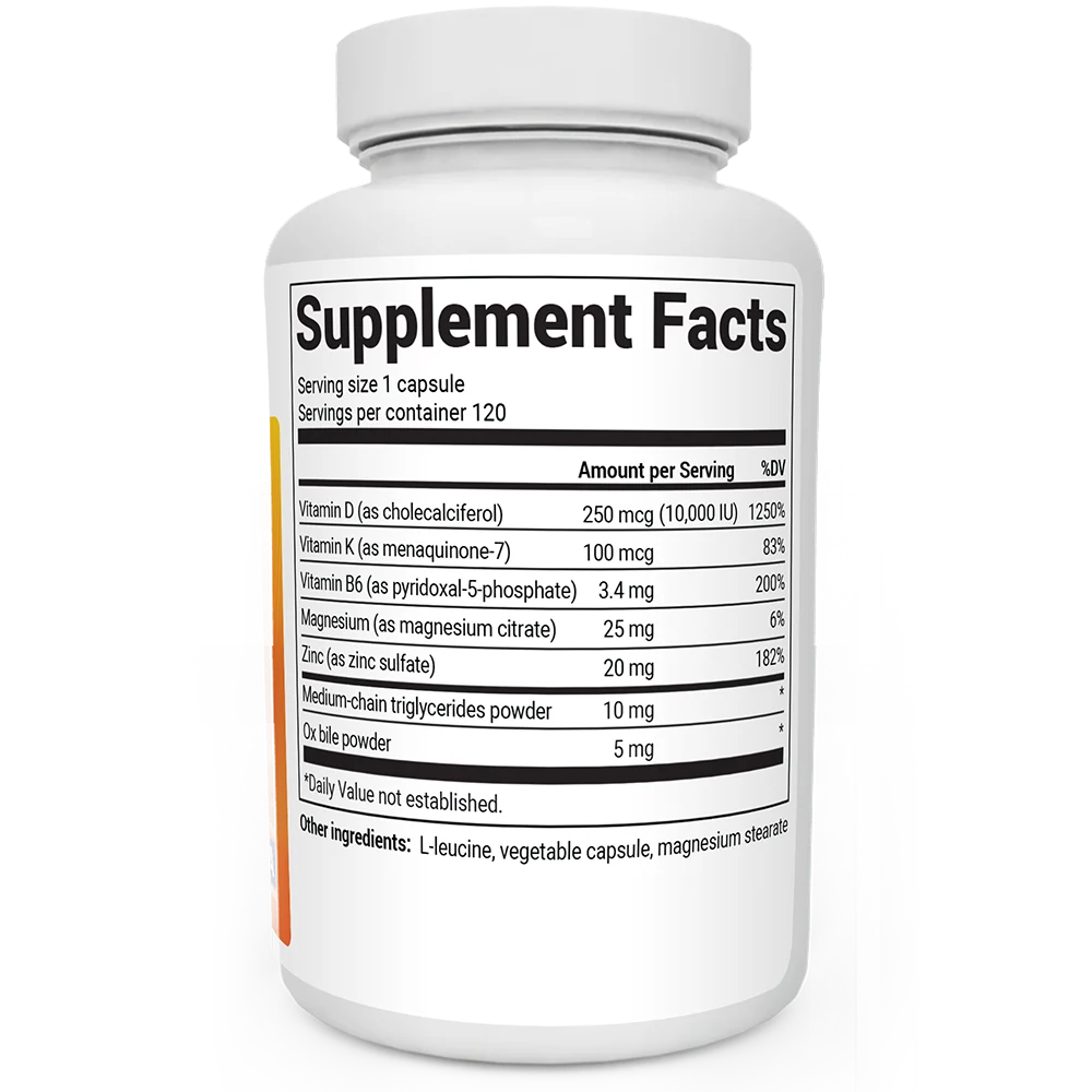 Dr. Berg Vitamin D3 & K2 – 10,000 IU D3 + 100 mcg K2, 120 Capsules