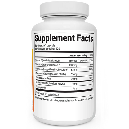 Dr. Berg Vitamin D3 & K2 – 10,000 IU D3 + 100 mcg K2, 120 Capsules