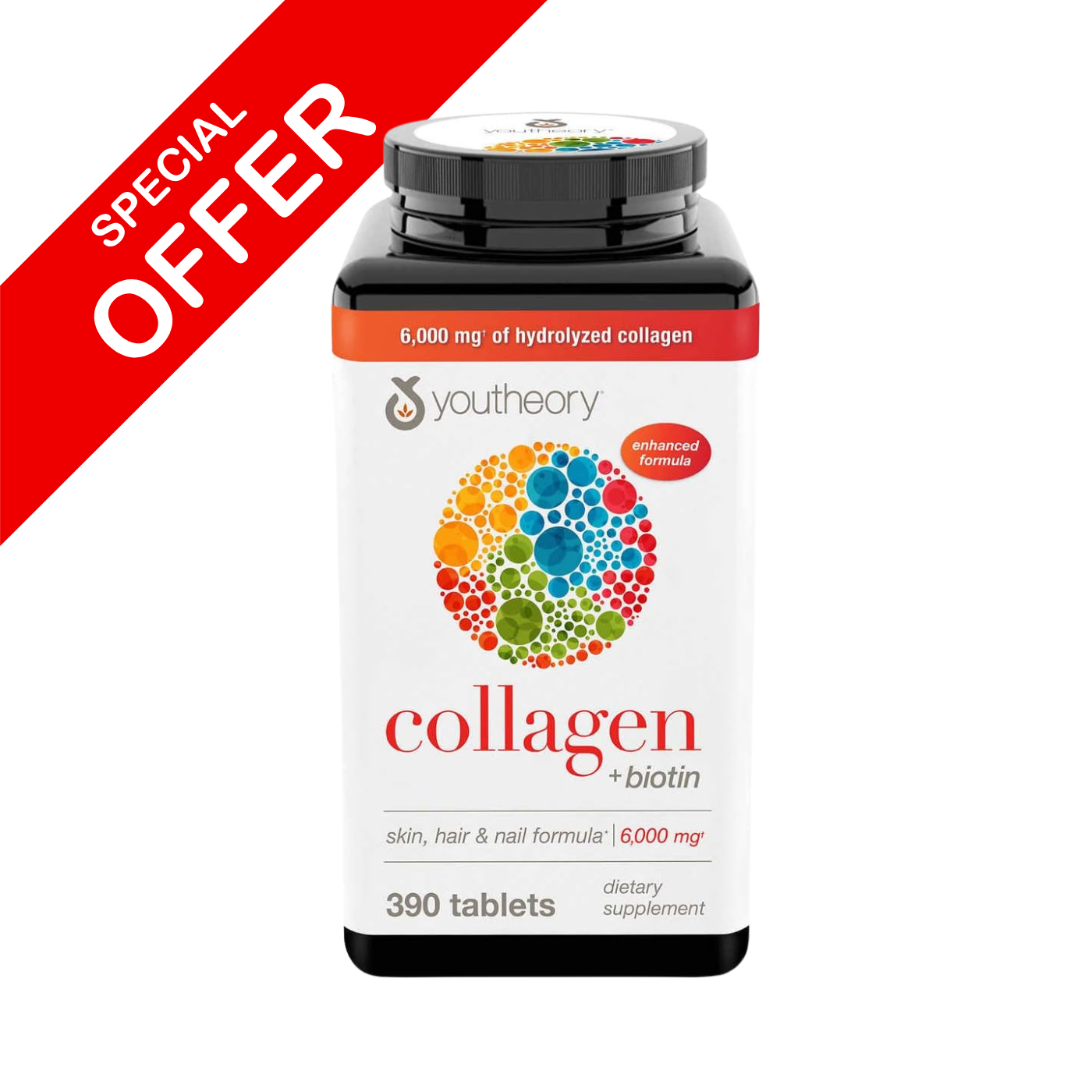 Youtheory Collagen 1, 2 and 3 + Biotin 390 Tablets