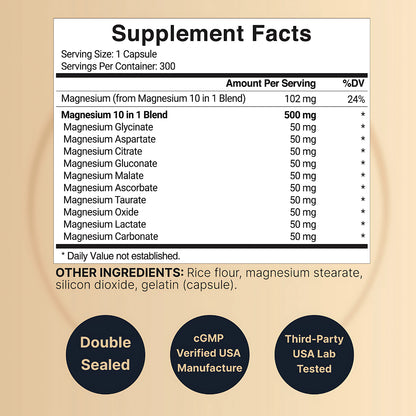 NatureBell Magnesium Complex 500 mg 300 Capsules