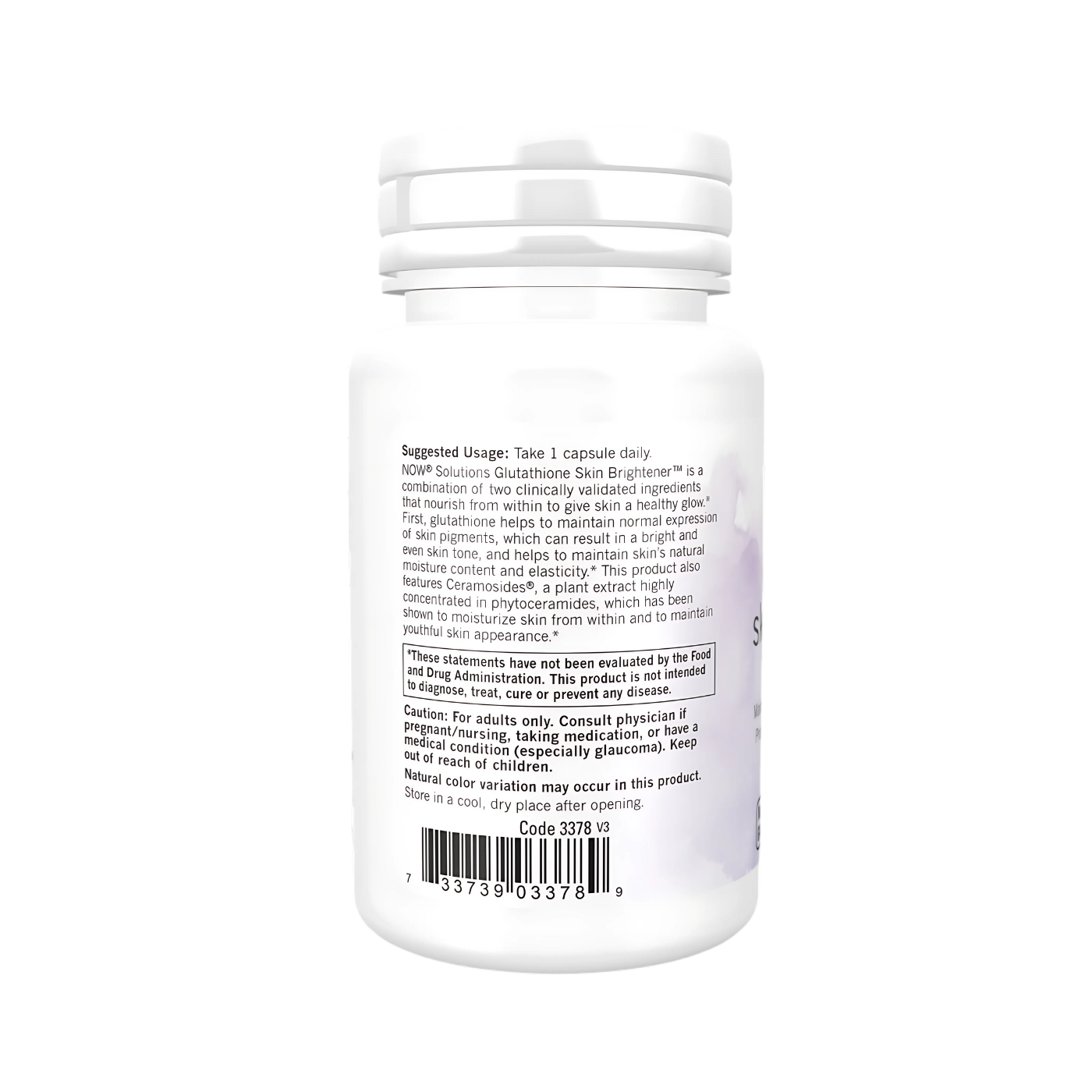 now Solutions Glutathione Skin Brightener with Ceramosides 30 Veg Caps