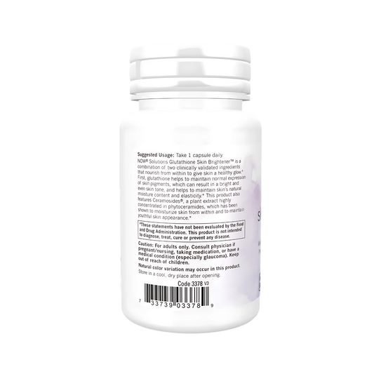 now Solutions Glutathione Skin Brightener with Ceramosides 30 Veg Caps
