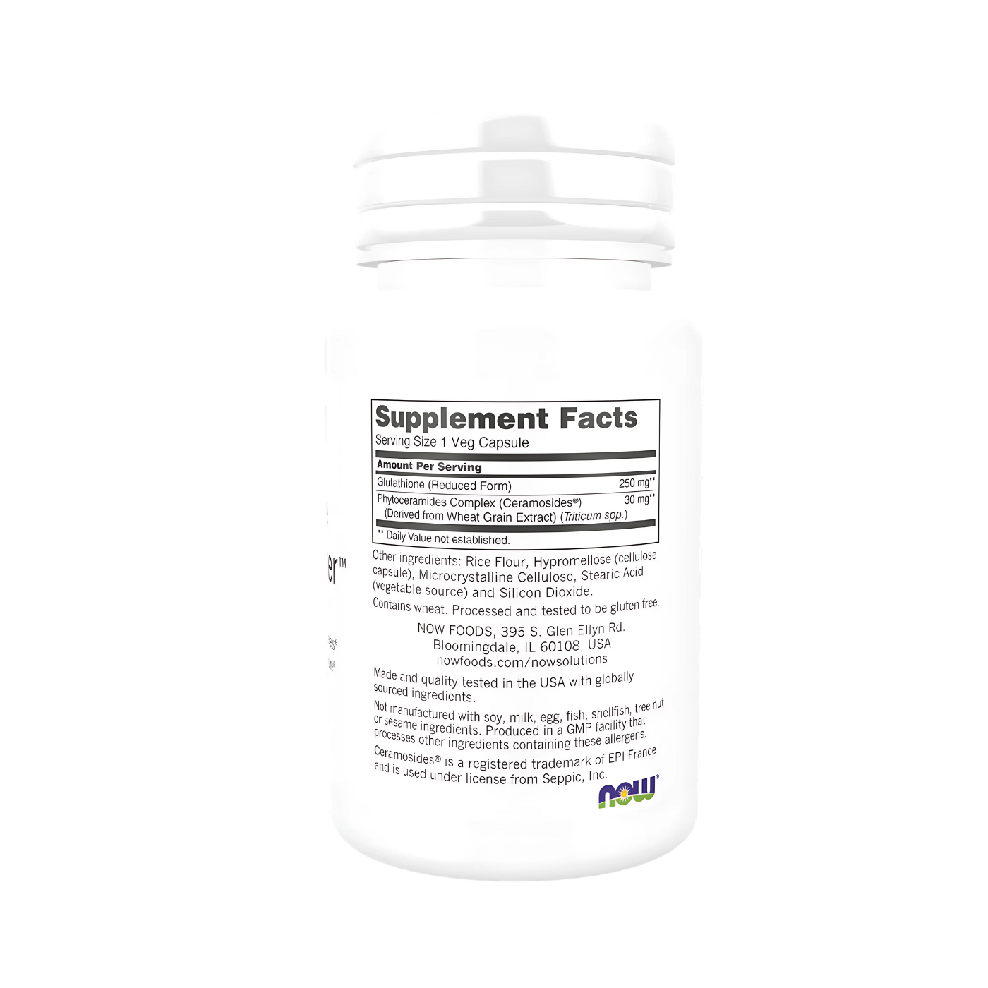 now Solutions Glutathione Skin Brightener with Ceramosides 30 Veg Caps